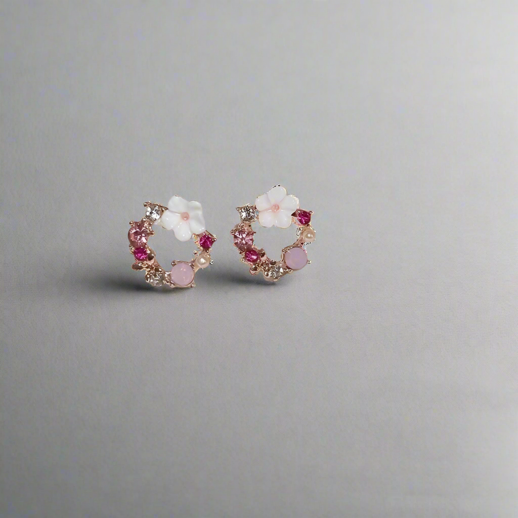 Colourful floral stud earrings with vibrant petals, perfect for casual and daily wear.