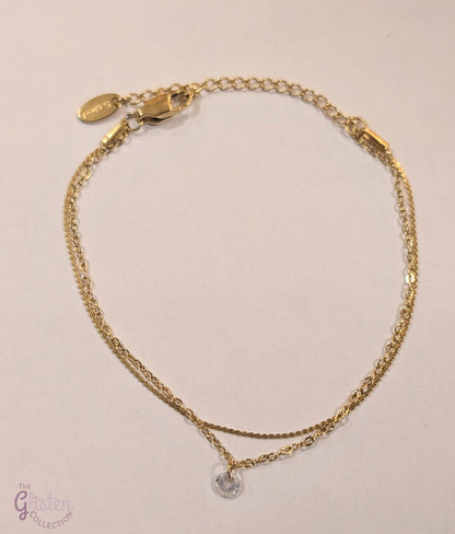 Delicate double-layer zircon bracelet with shimmering zircon stones, offering a light and elegant touch.
