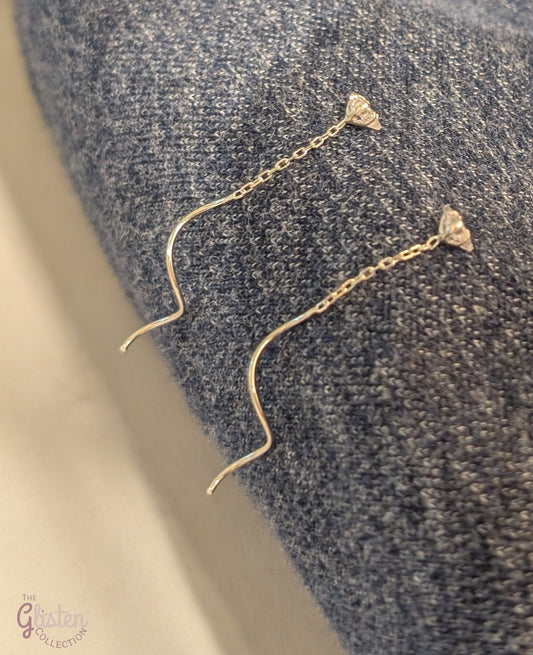 925 sterling silver star threader earrings – minimalist chain design for daily, office, and modern wear.