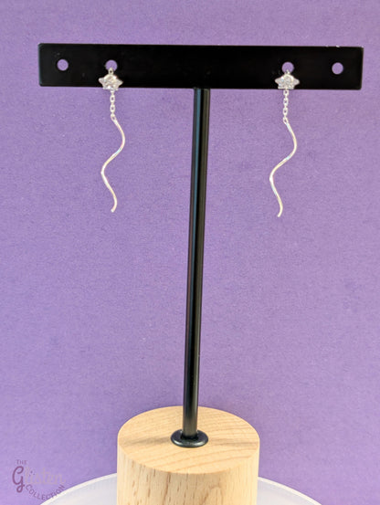 925 sterling silver star threader earrings – minimalist chain design for daily, office, and modern wear.