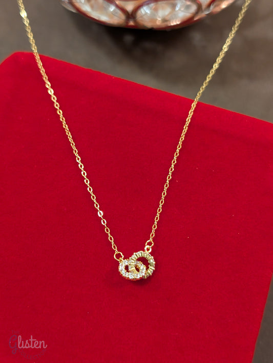 Elegant round pendant necklace with artificial gemstones, 14K gold-plated 925 sterling silver, ideal for daily and office wear.