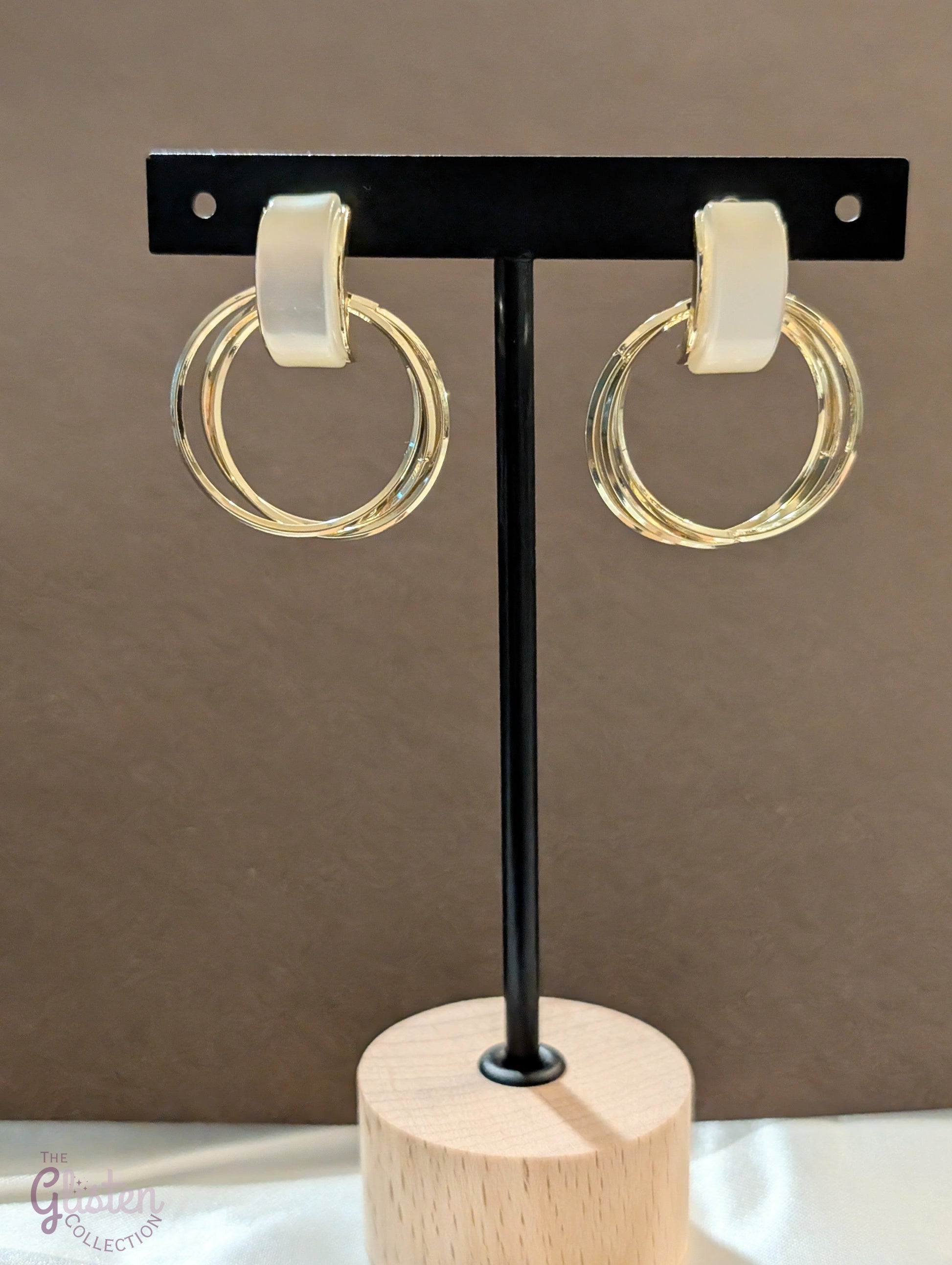 Minimalist drop earrings with opal inlay, pearl accents, and zircon detailing, perfect for daily wear and office styling.