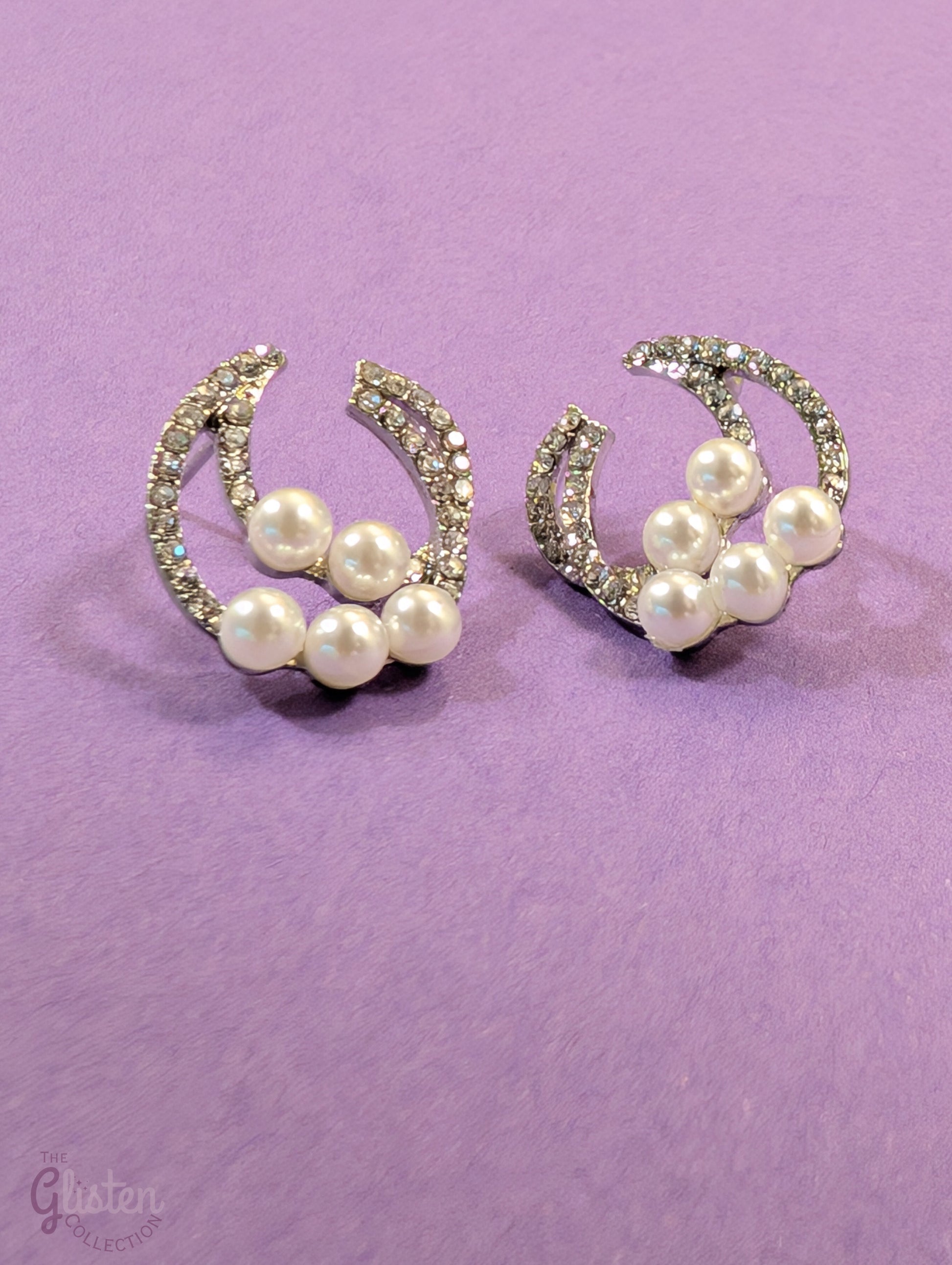 Gold-toned curved drop earrings with single pearl ends, perfect for daily and office wear.