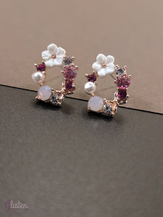 Colourful floral stud earrings with vibrant petals, perfect for casual and daily wear.
