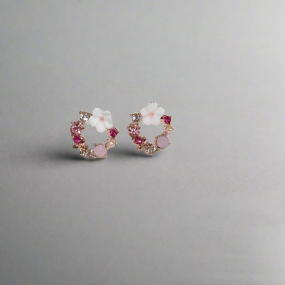 Colourful floral stud earrings with vibrant petals, perfect for casual and daily wear.