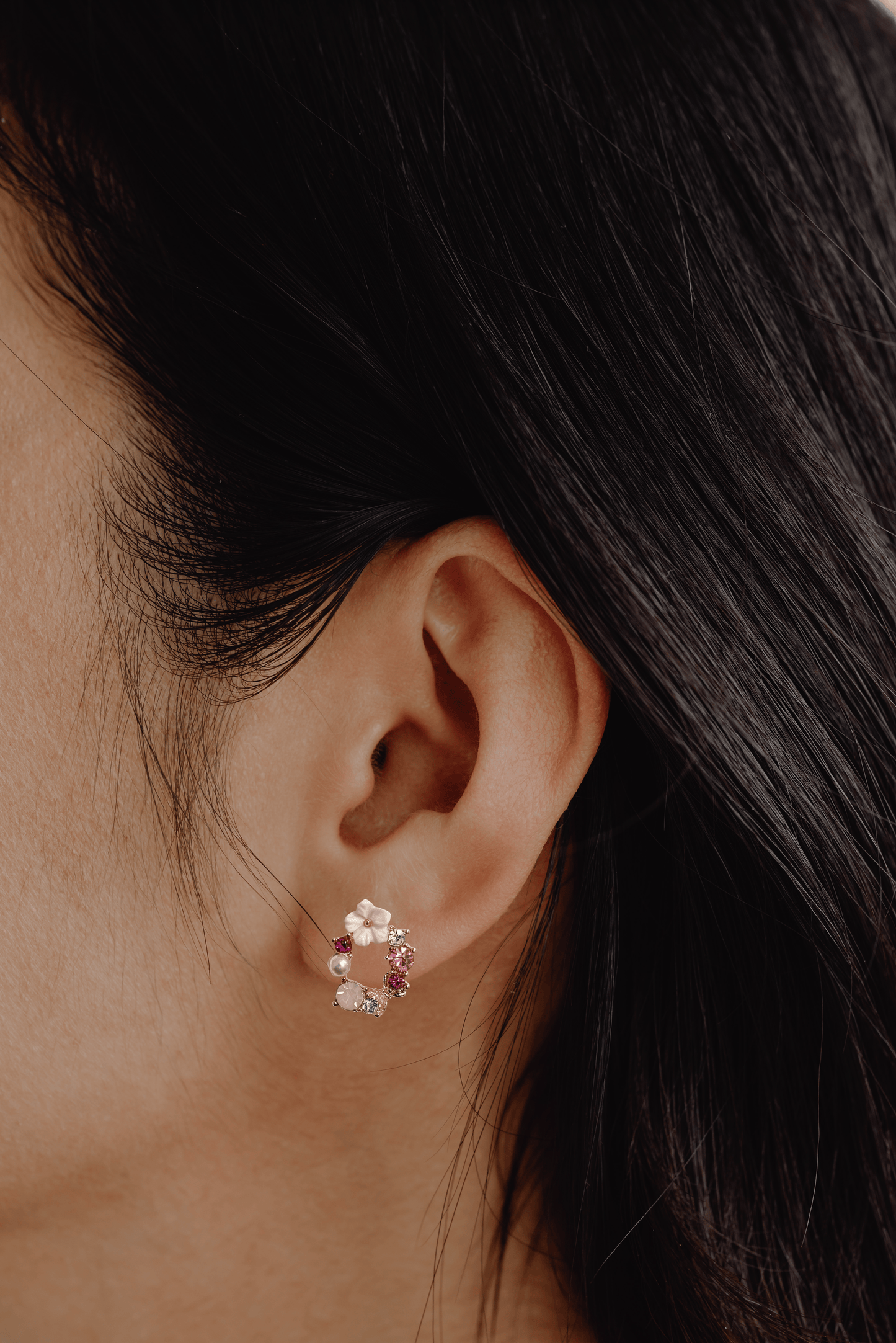 Colourful floral stud earrings with vibrant petals, perfect for casual and daily wear.