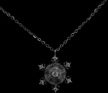 Rotatable snowflake pendant necklace with titanium steel plating and artificial gemstones, adding a dynamic and elegant touch to your outfit.